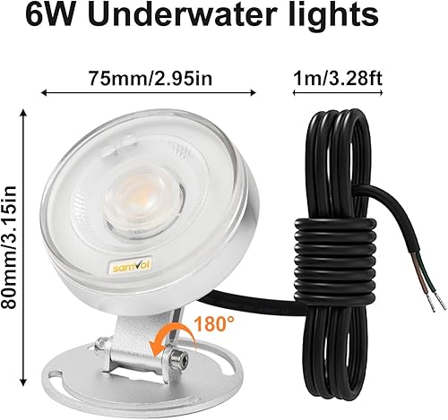 Miniatura 3 de Luz LED subacuática para estanque, aluminio resistente de 12 V, 3000 K, blanco cálido, IP68, impermeable, lámpara de paisaje para piscina, fuente,