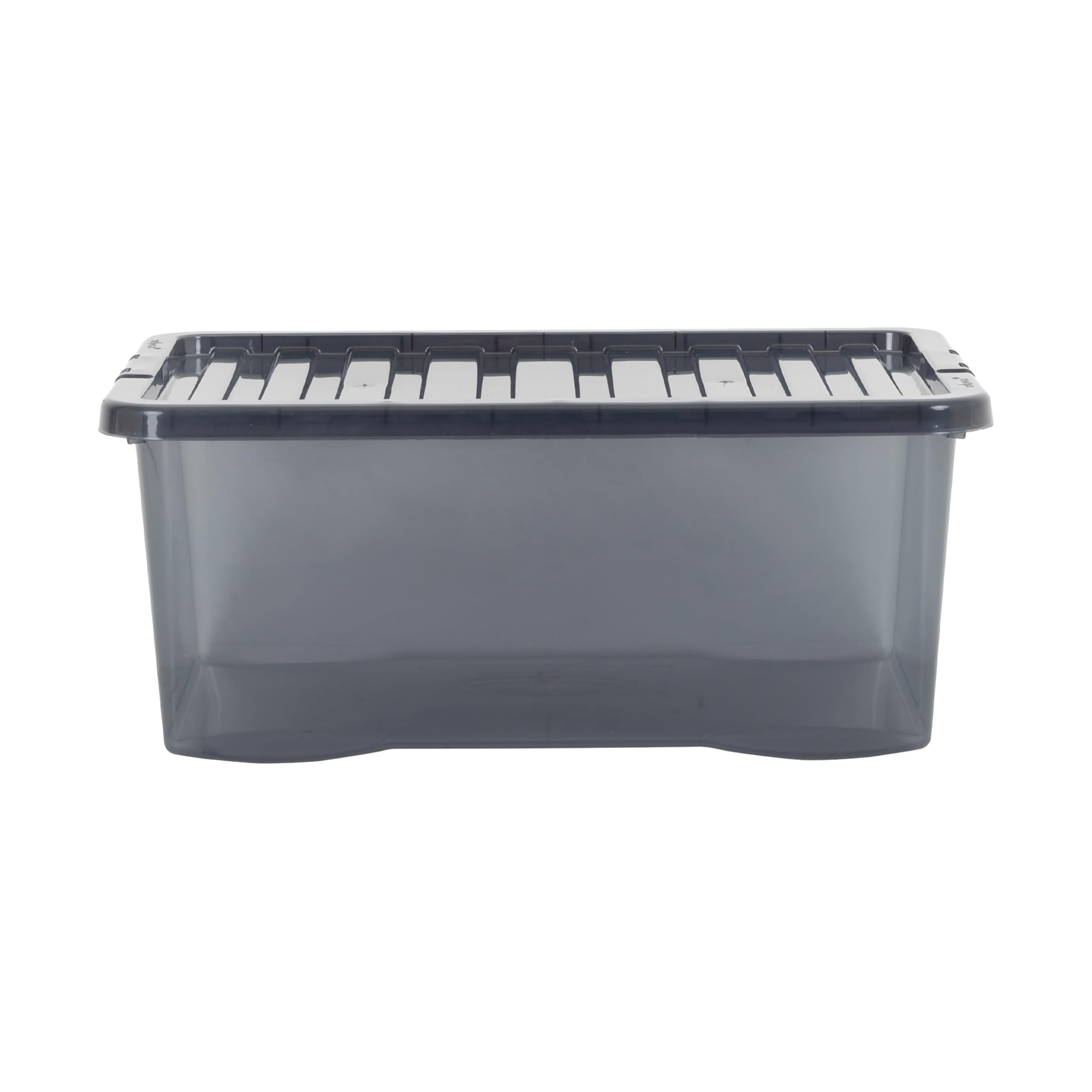 Wham Crystal 6 x 45L Stackable Plastic Storage Boxes with Lids | Ideal for Home, Office, Toys & More | Large Boxes | Made in UK - Smoke