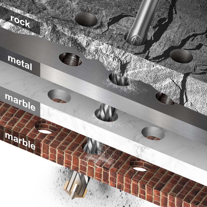 Wiertło elektryczne z czterema ostrzami SDS Plus z trzonkiem do 110 mm 160 mm 210 mm ściana betonowa Brice Block Murowanie Wiertarka do otworów (kolor: 13 sztuk, rozmiar: okrągły)