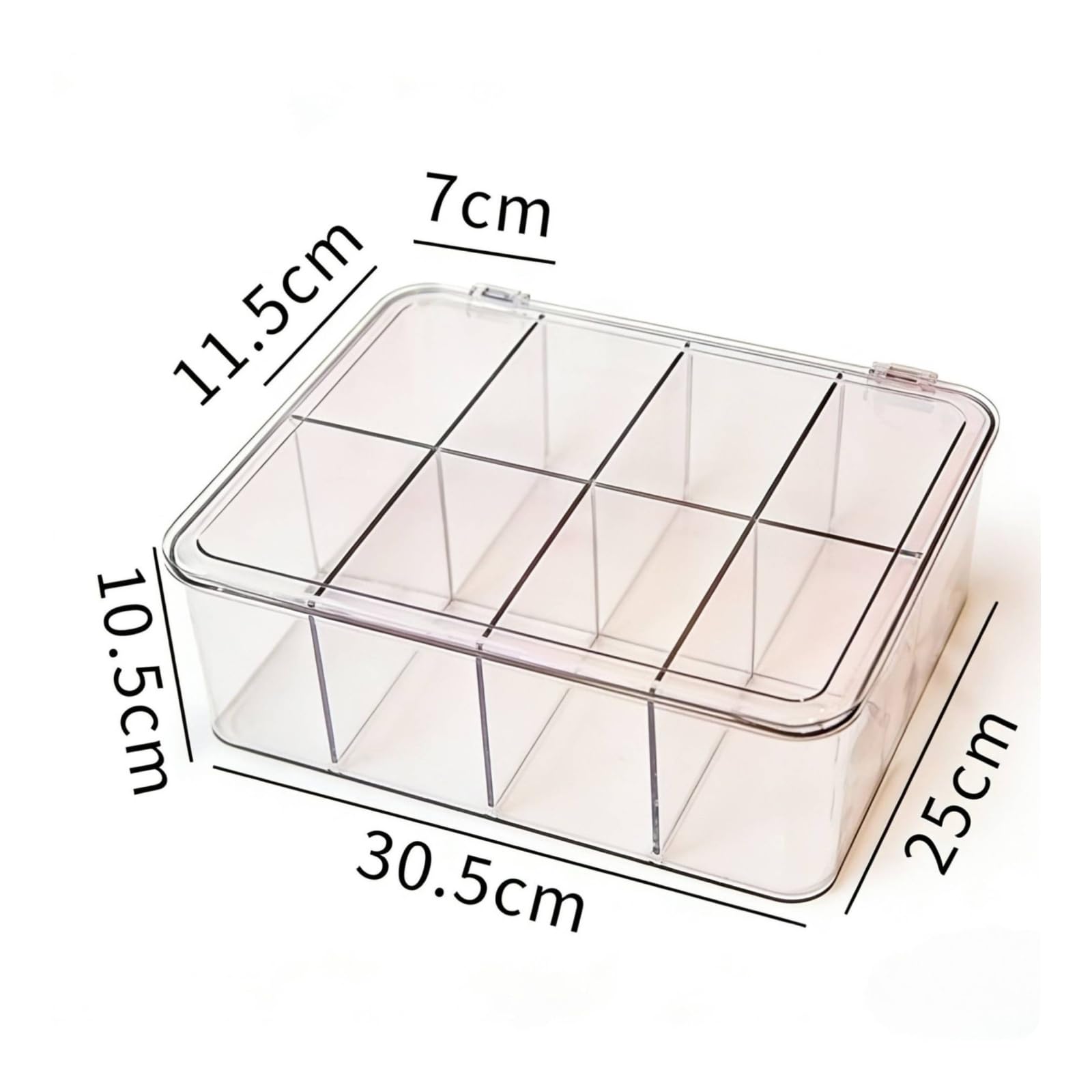 Milageto Caja PET con Tapa Ajustada Ligero Organizador con Divisores Extraíbles Compacto Caja Compartimentos Múltiples para Estanrías
