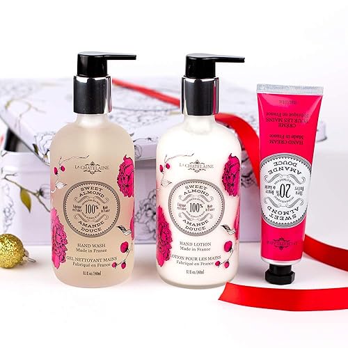 Miniatura 2 de La Chatelaine Set de regalo para el cuidado de las manos  Lavado de manos y loción de manos de 8 onzas en botellas de vidrio esmerilado, crema de