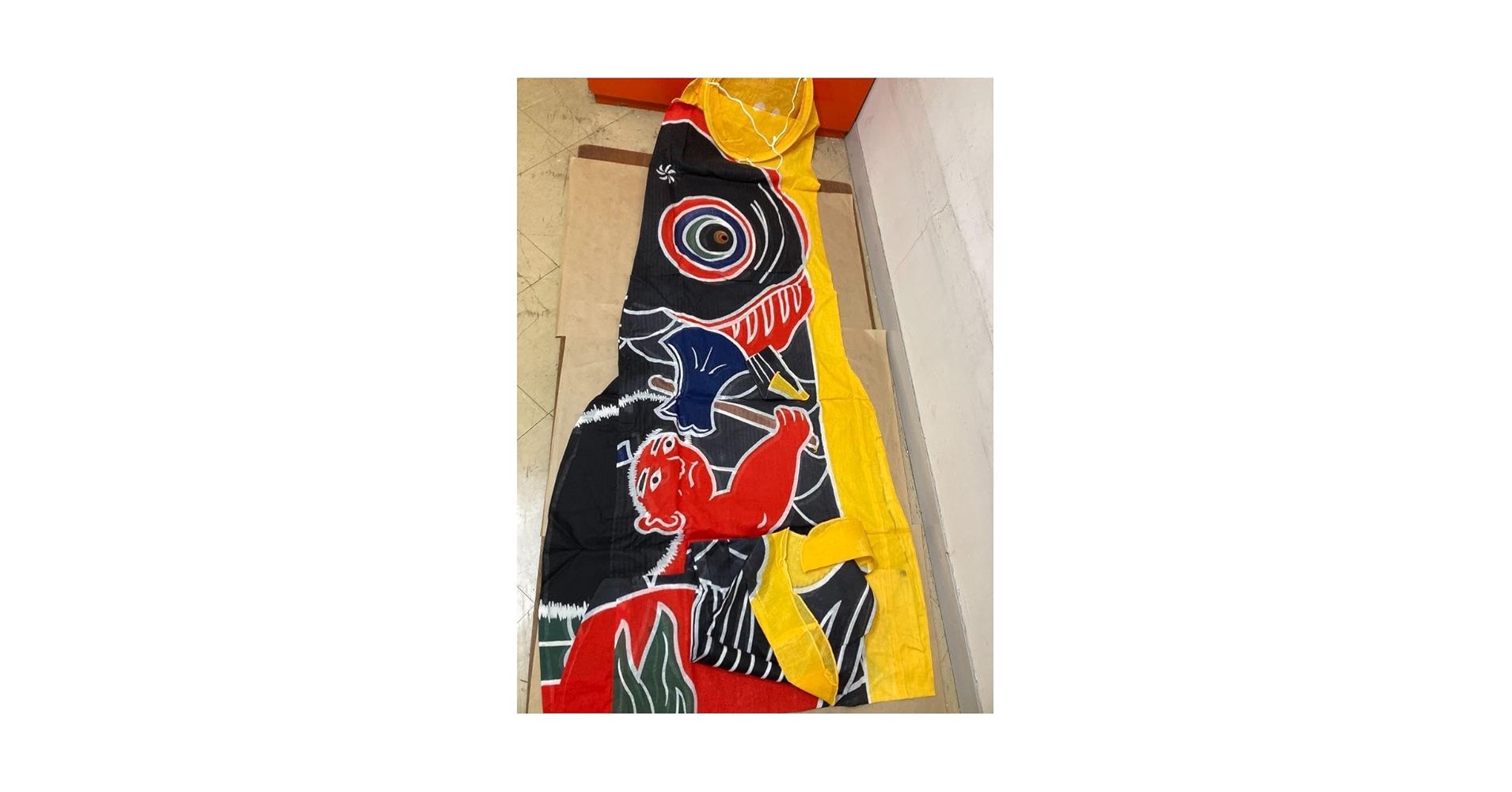 本染鯉幟 鯉のぼり 昭和レトロ レトロ 大　 ヴィンテージ品　赤　黒　2色　希少 希少箱付き とっても古い 本染 出世鯉幟 鯉のぼり 約4 8m×1m12cm