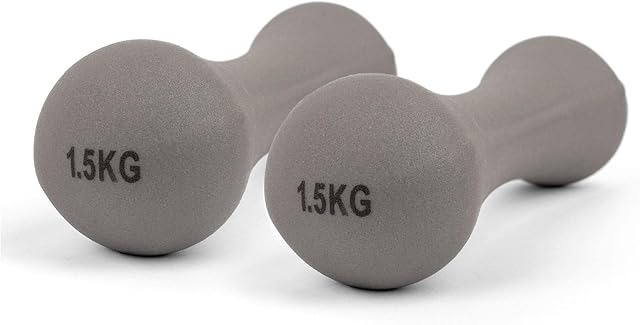Phoenix Fitness Neoprene Dumbbell Weight for Home Exercise Men, Women and Kids Arm Hand Weights Pilates Dumbbells, Pair, Weight Range - 1kg 1.5kg 2kg