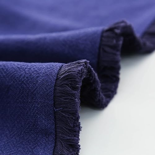 Miniatura 4 de GyiHoong Juego de 2 fundas de almohada de 18 x 18 pulgadas, color azul profundo con flecos y borlas hechas a mano, fundas de almohada bohemias de