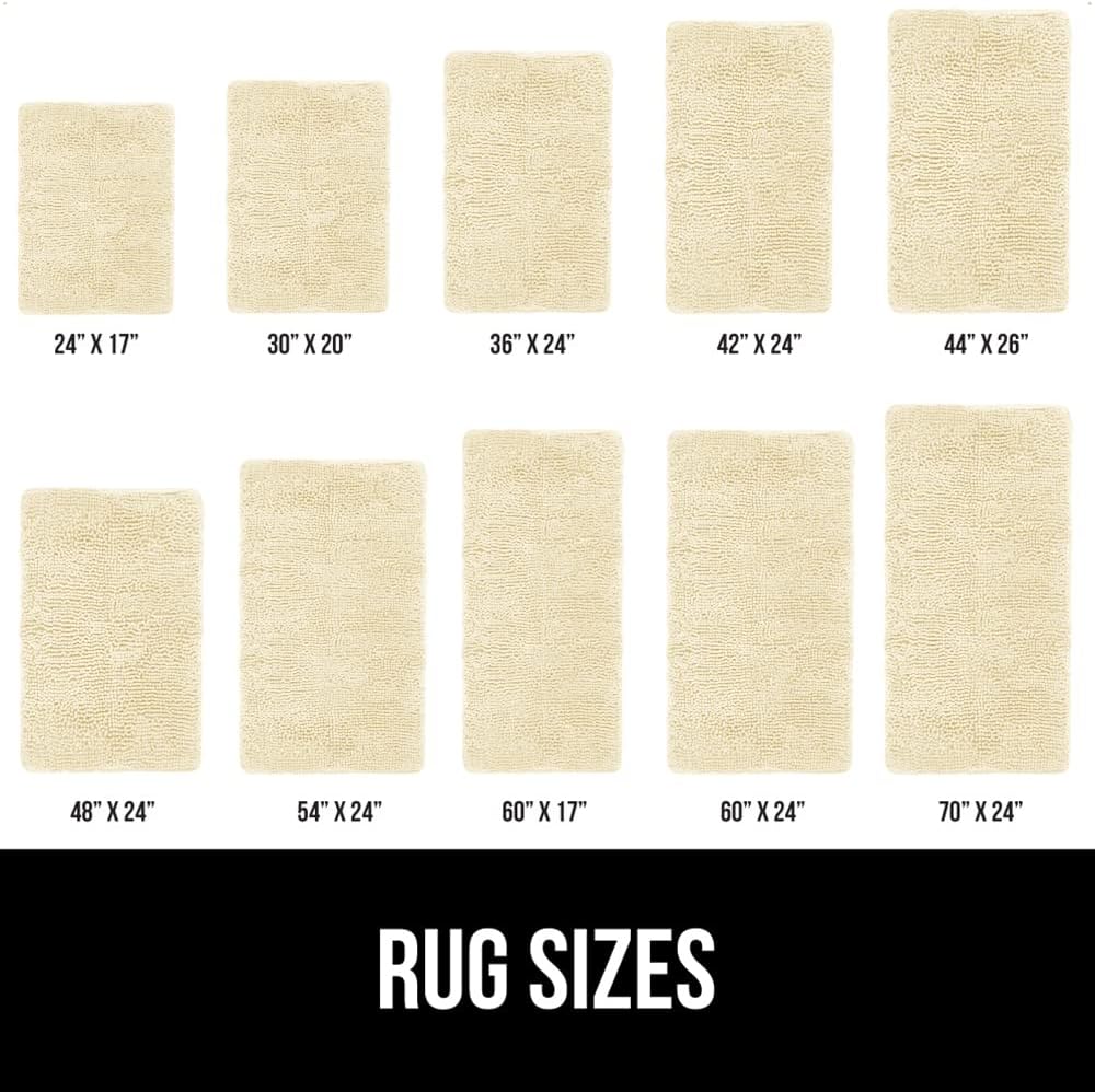 Gorilla Grip The Original Bath Rug 44x26, Thick Soft Absorbent Chenille, Rubber Backing Quick Dry Microfiber Mats, Machine Washable Rugs for Shower Floor, Bathroom Runner Bathmat Décor, Sand