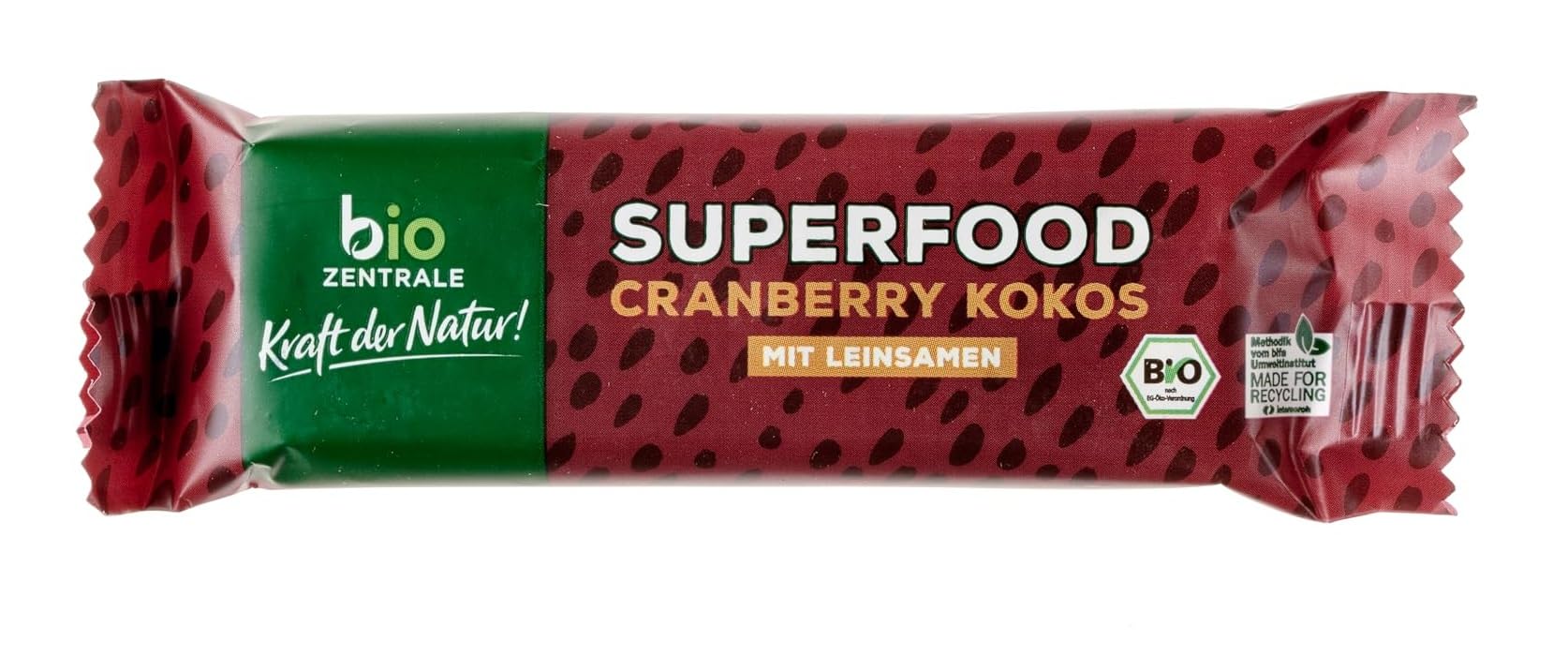 biozentrale Riegel Superfood Cranberry Kokos, 12 Stück 480 g, palmölfrei & ohne künstliche Aromen, mit Cashewkernen, Cranberries & Kokosraspeln, hoher Ballaststoffgehalt, Snack für unterwegs
