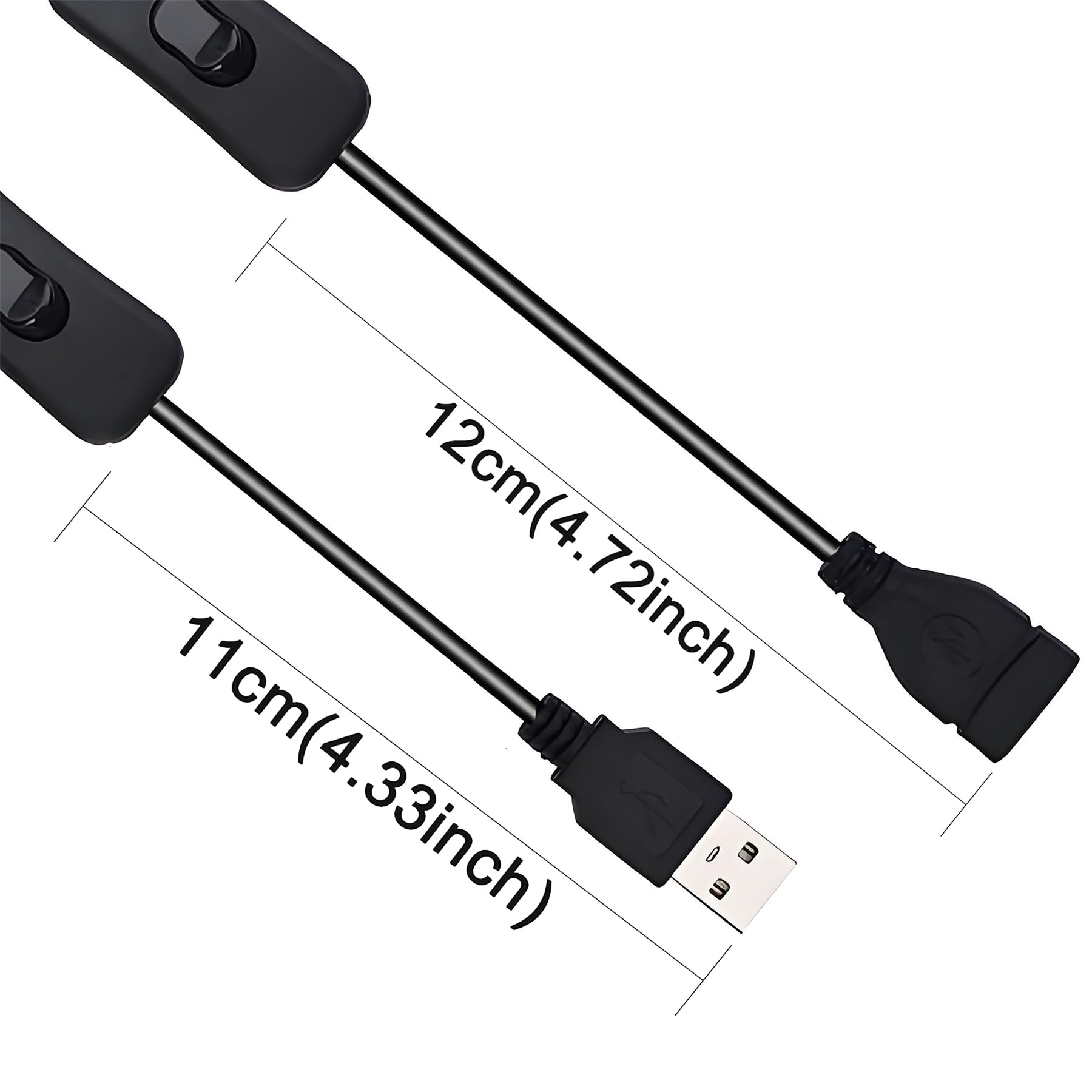 USB-Verlängerungskabel Mit Schalter – 4 Stück, 30 Cm, 5V/2A, Für Lüfter, LED & Co.