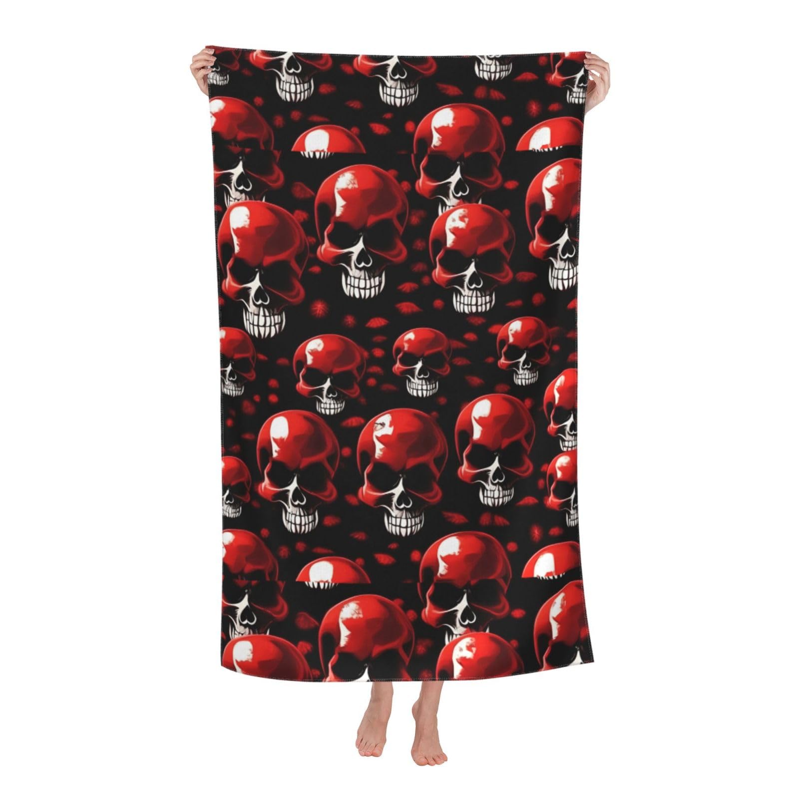 Cbaaghh Red Skeletons Print Adult Beach Towels,Beach & Pool Towel,Beach Towels,Towels For Camping