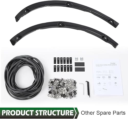 Miniatura 9 de GRAND ORANGE 4 fundas para guardabarros de rueda negras texturizadas con estilo remache de bolsillo, compatibles con Ford F150 2009-2014 Styleside