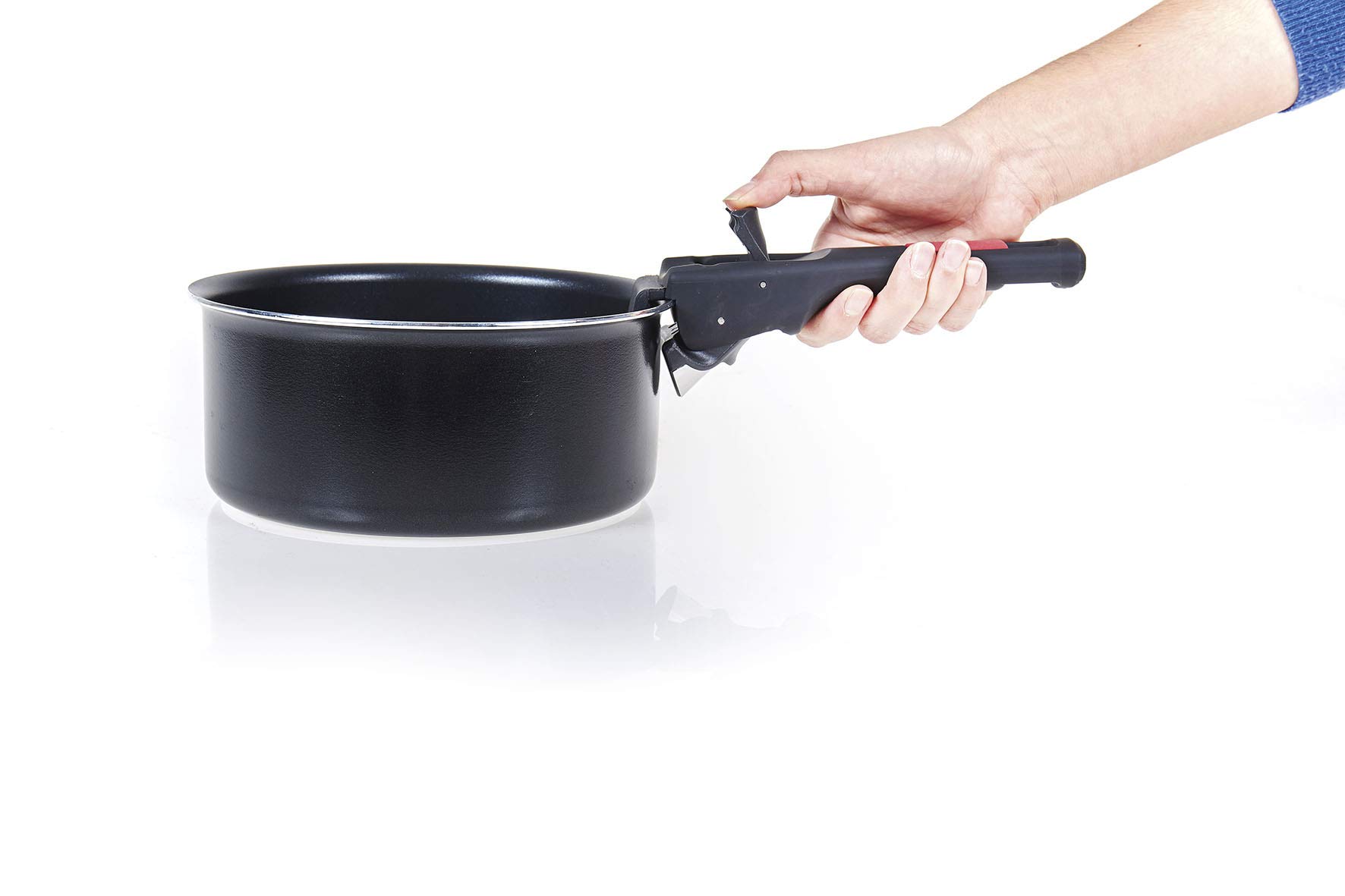 Sitram 712382, Batterie de cuisine 7 pièces : 3 casseroles + 3 poêles + 1 poignée amovible - Aluminium pressé - Tous feux dont induction, Noir