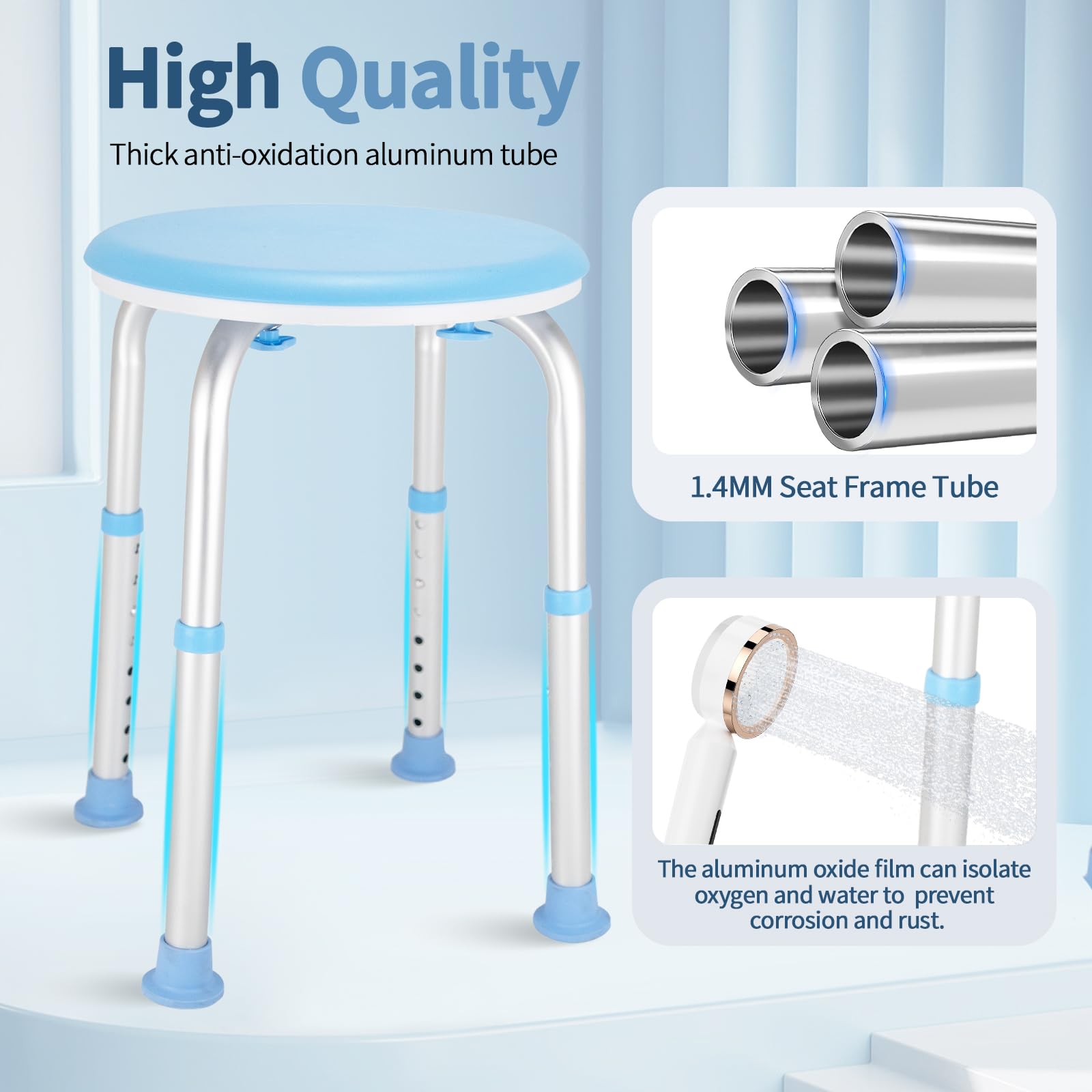 FSA/HSA - Silla de ducha giratoria ajustable para ducha interior, asiento de ducha para bañera interior, banco de baño, silla de baño para ancianos y discapacitados (azul)