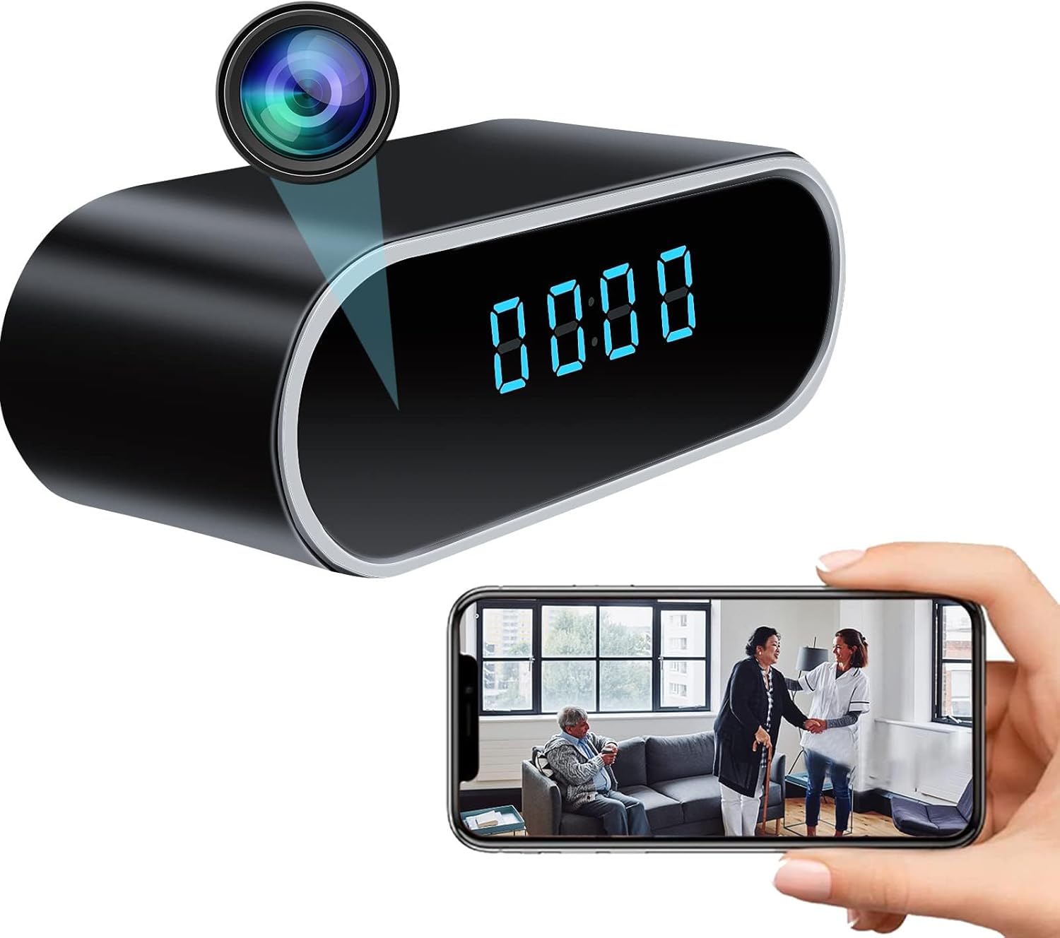 WiFi Hidden Camera Clock HD 1080P Spy Camera Surveillance Security Wireless Nanny Cams for Home/Office/Indoor