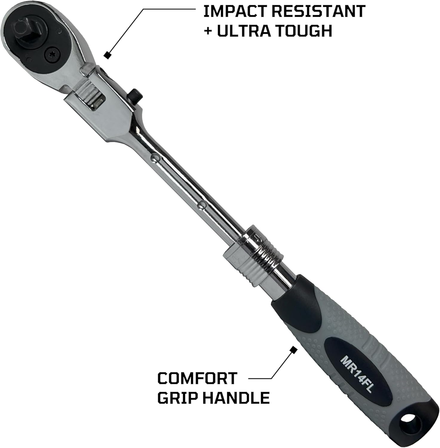 EZRED MR14FL 1/4″ Drive Locking Flex Head Extendable Ratchet, 72 Tooth Drive
