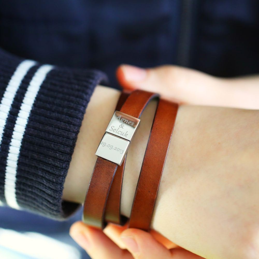 Herren Armband Gravur Leder braun Mann Lederarmband Koordinaten oder Spruch Armband mit Gravur Männer Herrenschmuck Männerschmuck | HANDMADE IN GERMANY