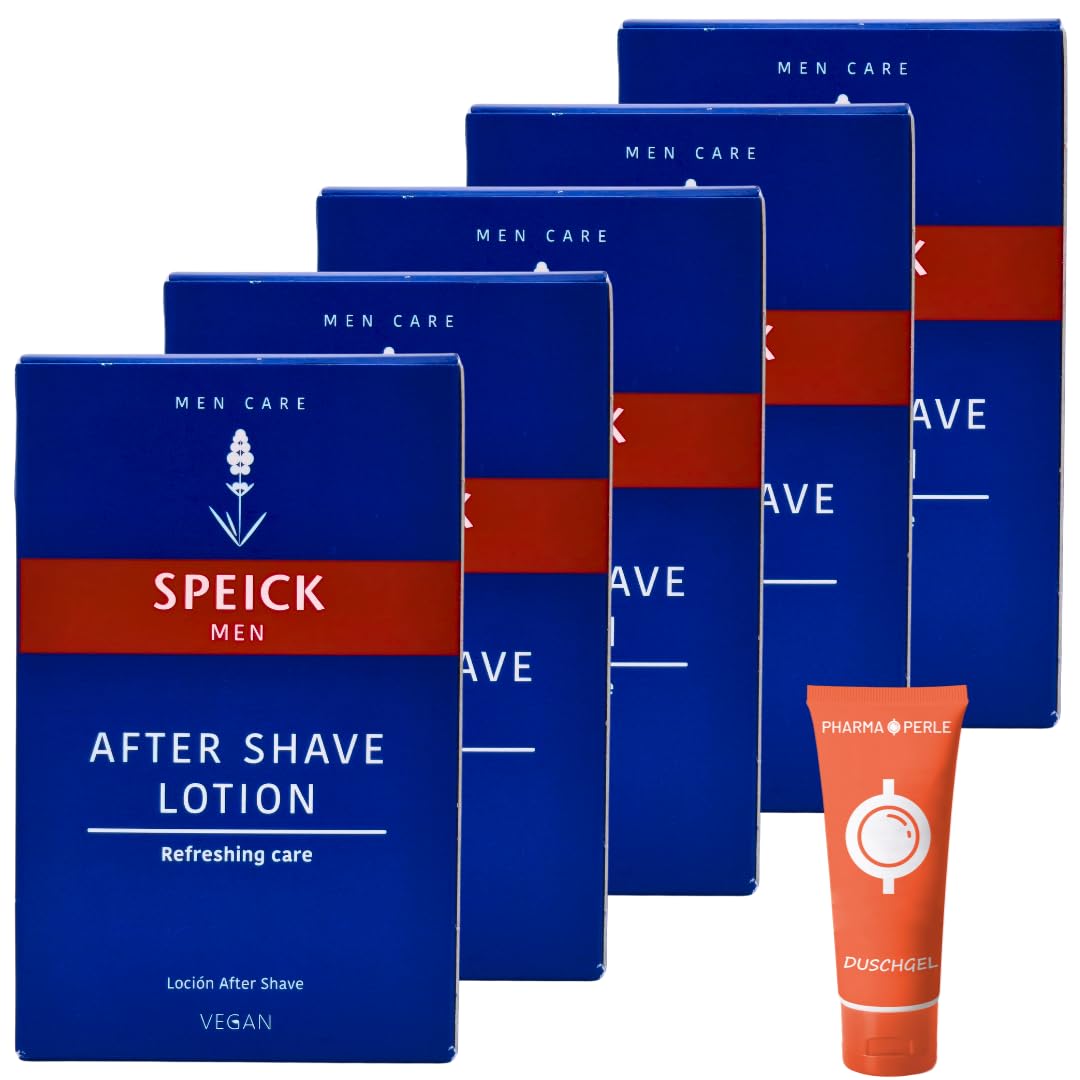 Men After Shave Lotion 5x 100 ml I Erfrischende Pflege und belebender Duft I Ohne Aluminiumsalze I Mit Zaubernussextrakt und natürlichen ätherischen Ölen I Spar-Set plus Pharma Perle give-away