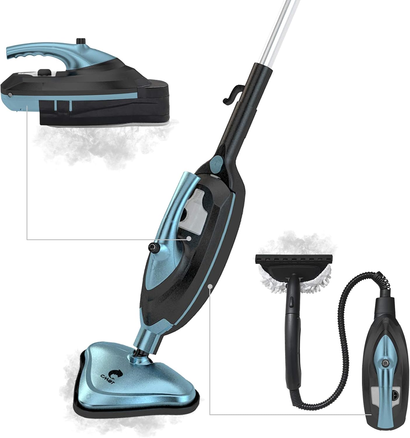Cahot Multipurpose Steam Mop Cleaner, Detachable Handheld Steam Cleaner, Pressurized Cleaning for Most Floors, Appliances, Windows, Autos, and More