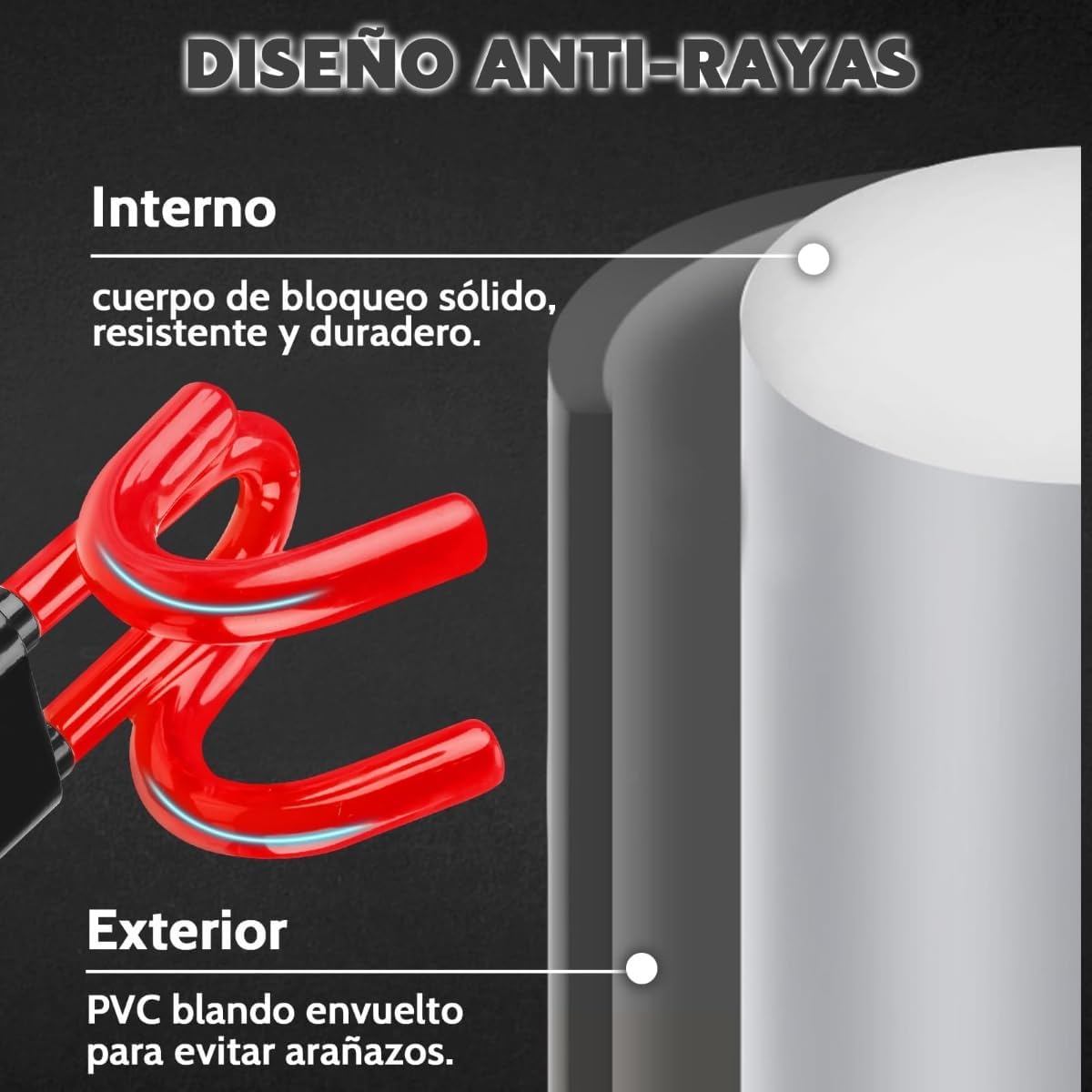 Canne Antivol Voiture Bloque Volant, pour Rimac Nevera, Serrure Haute Sécurité, Robuste, Ajustement Universel, 3 Clés,B-Red