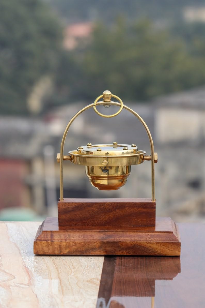 Bussola vintage a U Gemball in ottone per nave-strumenti nautici in ottone antico funzionale orologio bussola di navigazione