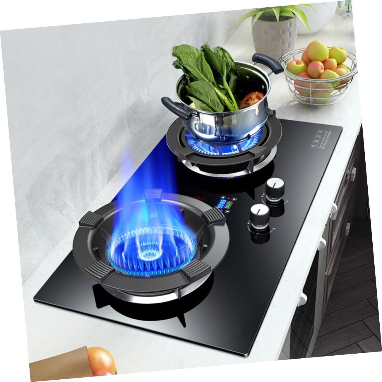 Gas Stove Windshield Cover Cast Iron Wok Support for Home Kitchen 4-Prong Gas Range Accessory Energy-Saving Hob Windscreen