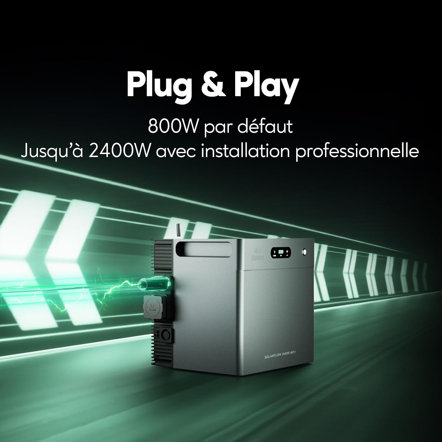 Zendure SolarFlow 2400 AC+, Stockage AC 2400W, 2.4kWh Extensible Jusqu'à 16.8kWh, 100% Compatible avec Les Installations Solaires Existantes, Installation Plug & Play, Alimentation de Secours 2400VA — vue 4