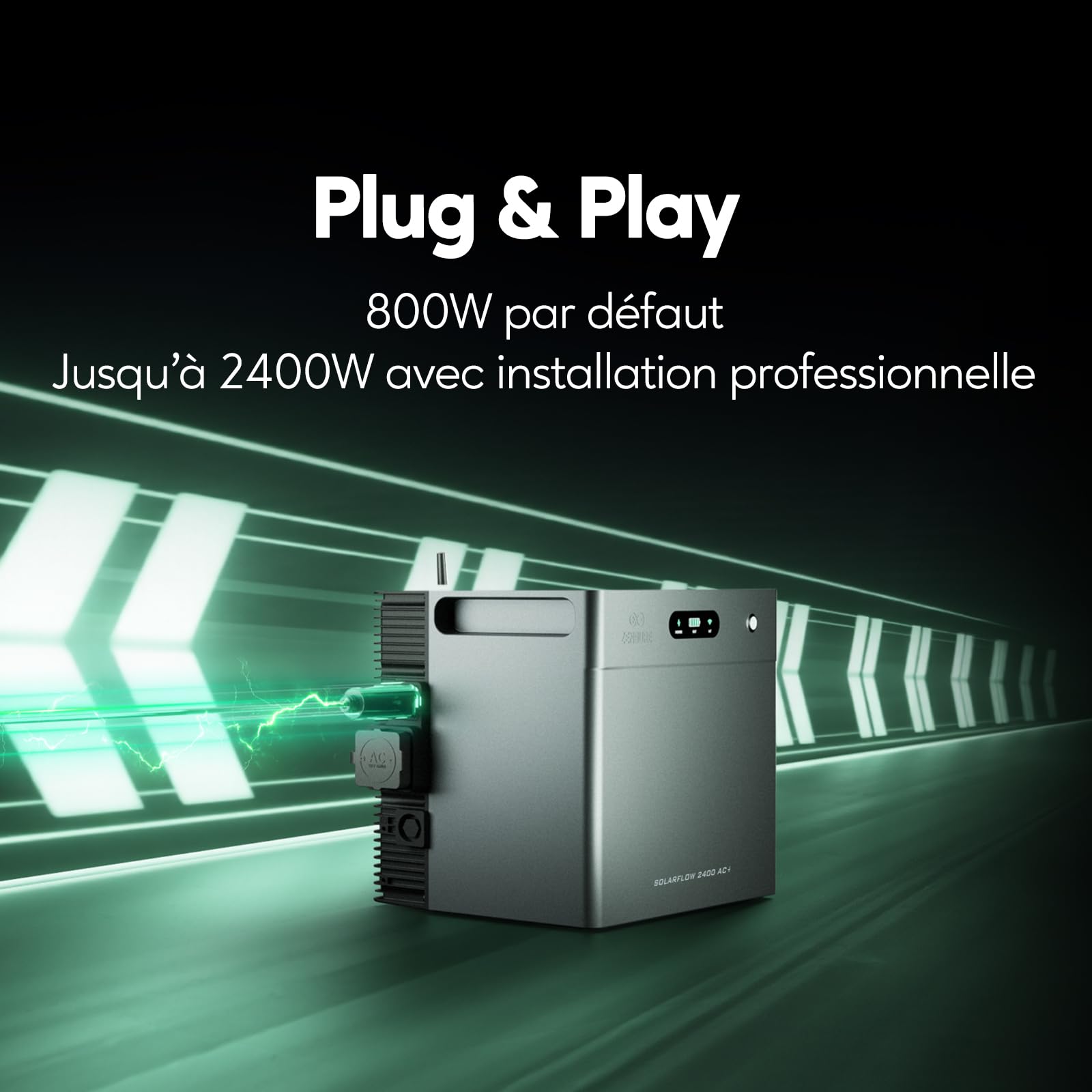 Zendure SolarFlow 2400AC+ +SM3CT, Stockage AC 2400W Extensible à 16.8kWh, 100% Compatible Installations Solaires Existantes, Plug & Play, Secours 2400VA