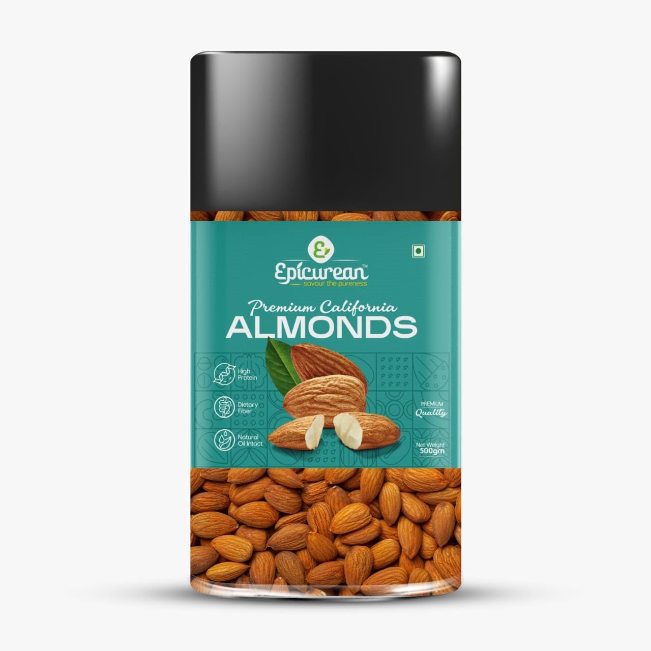 Epicurean Premium California Almonds 500g | 100% Natural & Crunchy Badaam | Packed with Essential Nutrients like Protein, Fiber, Vitamin E, Magnesium & Calcium | The Perfect Healthy Snack & Nutritious Dry Fruit for Everyday Use | Ideal for Gifting, Festive Celebrations, or Enjoying a Wholesome Snack Anytime