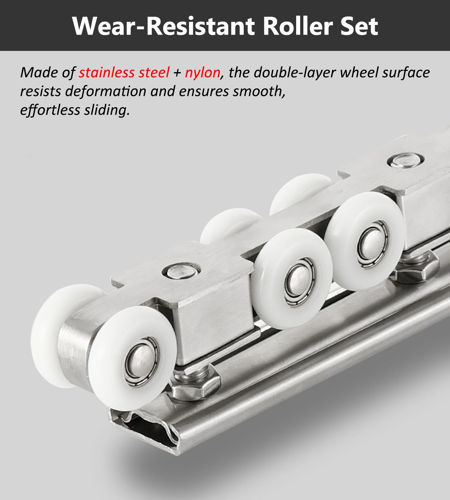 Kit Puerta Corredera Sistema Completo De Rieles Para Puertas Corredizas De Granero Montadas En El Techo, Kit De Herrajes Para Puertas Corredizas, Silver, 8ft/2.40m