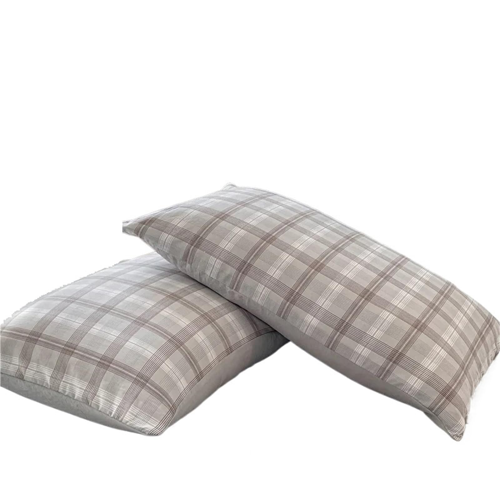 Pillowcase 2pcs Soft Pillowcases Rectangle Pillow Cover Plaid Style Pillowslip 48x74cm Cushion Covers Home Bed Case(Curtainfall gray)