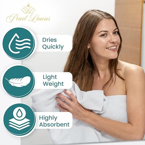 Miniatura 3 de Pearl Linens Juego de 6 toallas de baño 100% algodón prémium para baño, toallas de baño pequeñas de 24 x 50 pulgadas, toallas de baño a granel para