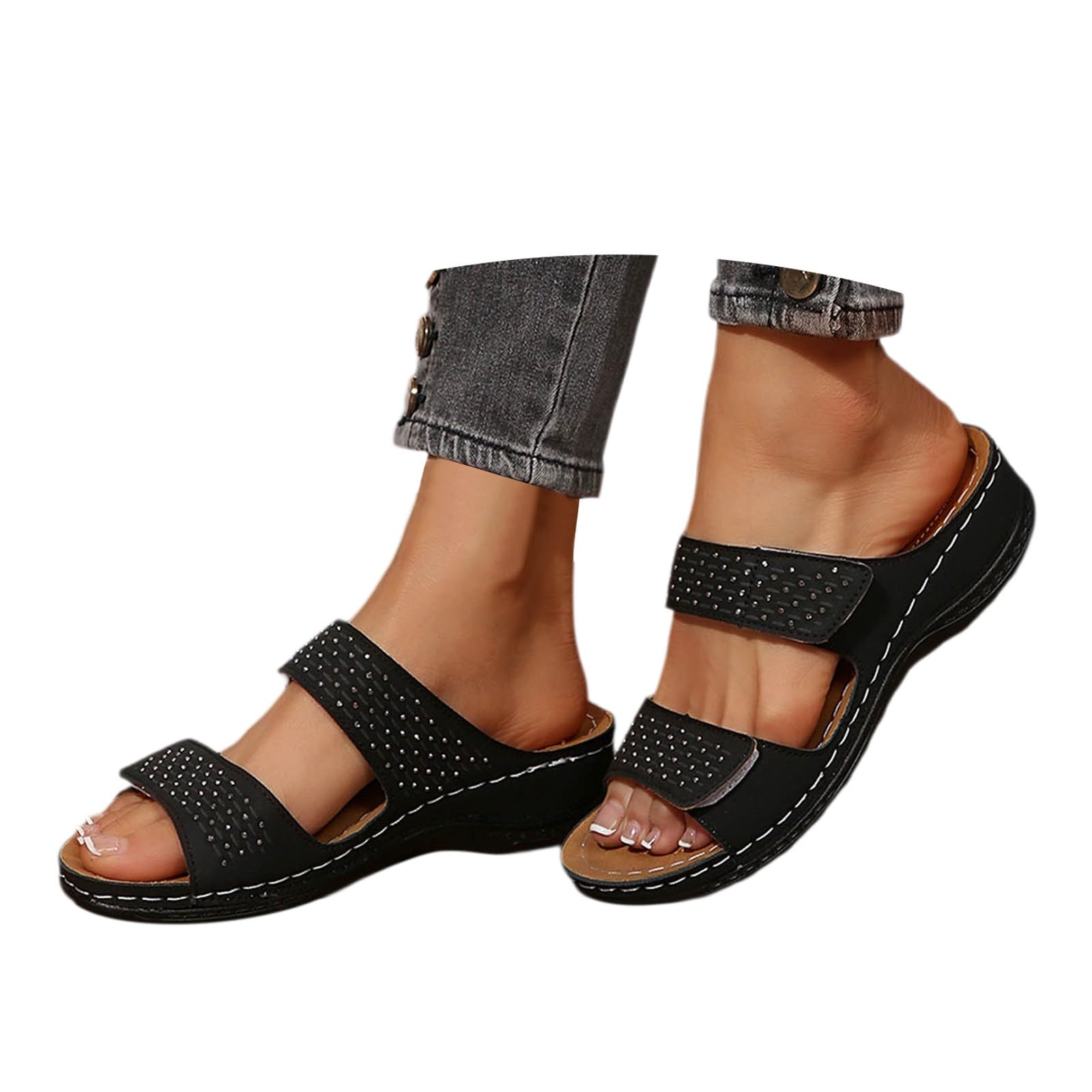 Hsternexy Orthopädische Pantoletten Damen Orthofit Slipper Sandalen Sommer Latschen Schlappen Offene Schuhe Hausschuhe Plateau Sommerschuhe 2025