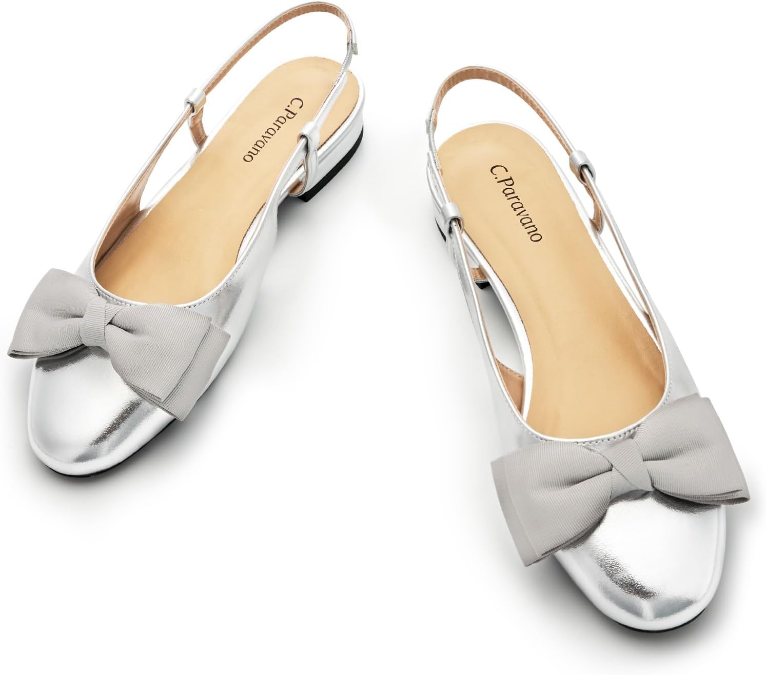 C.Paravano Women’s Slingback Round Toe Slingback Flats Detachable Ankle Strap Flats Sandals Slip on Casual Flats Shoes Mary Jane Shoes