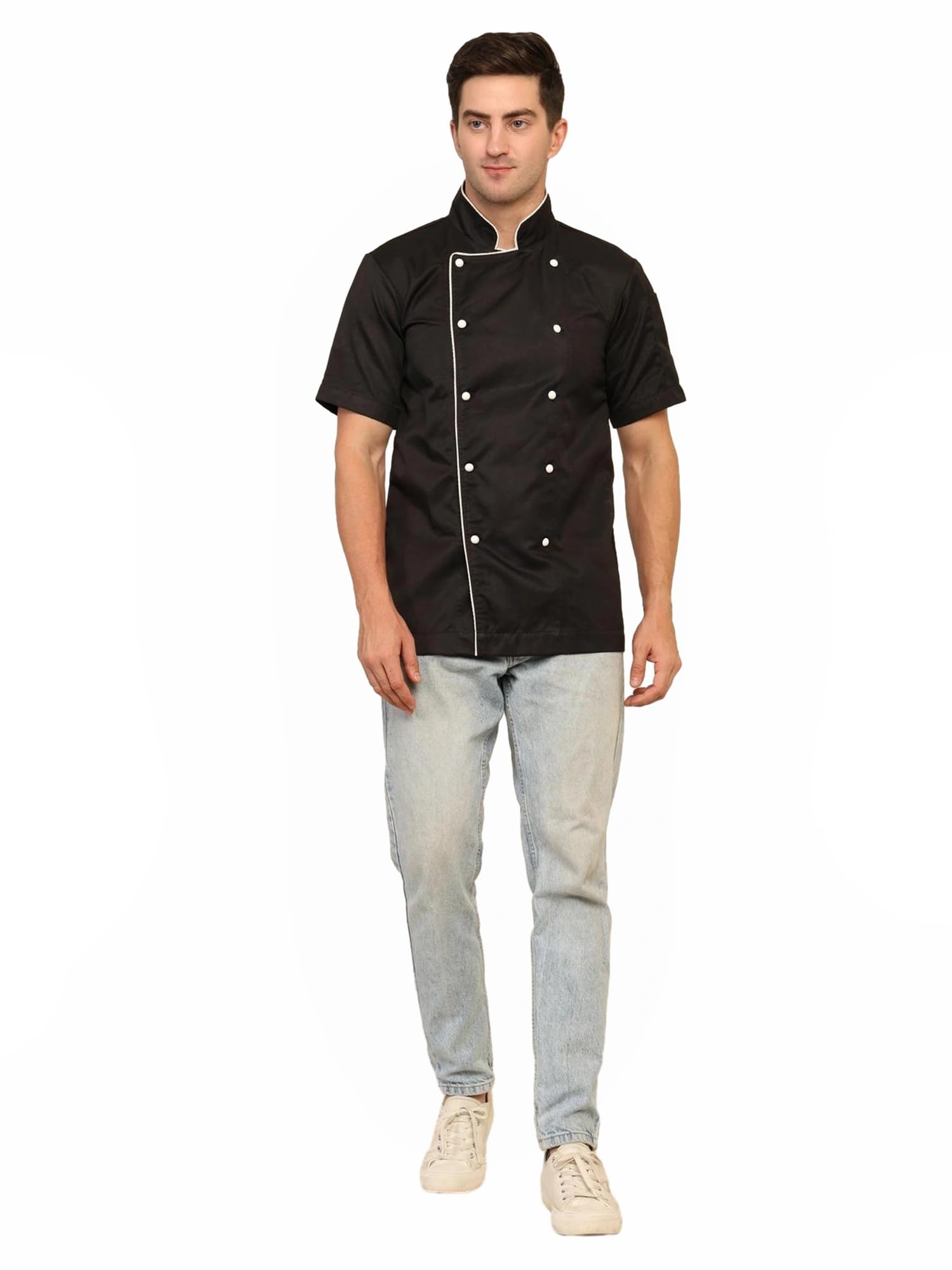 mixstuff Men's Black Half Sleeves Chef Coat's (Chef Jacket)-picture-39