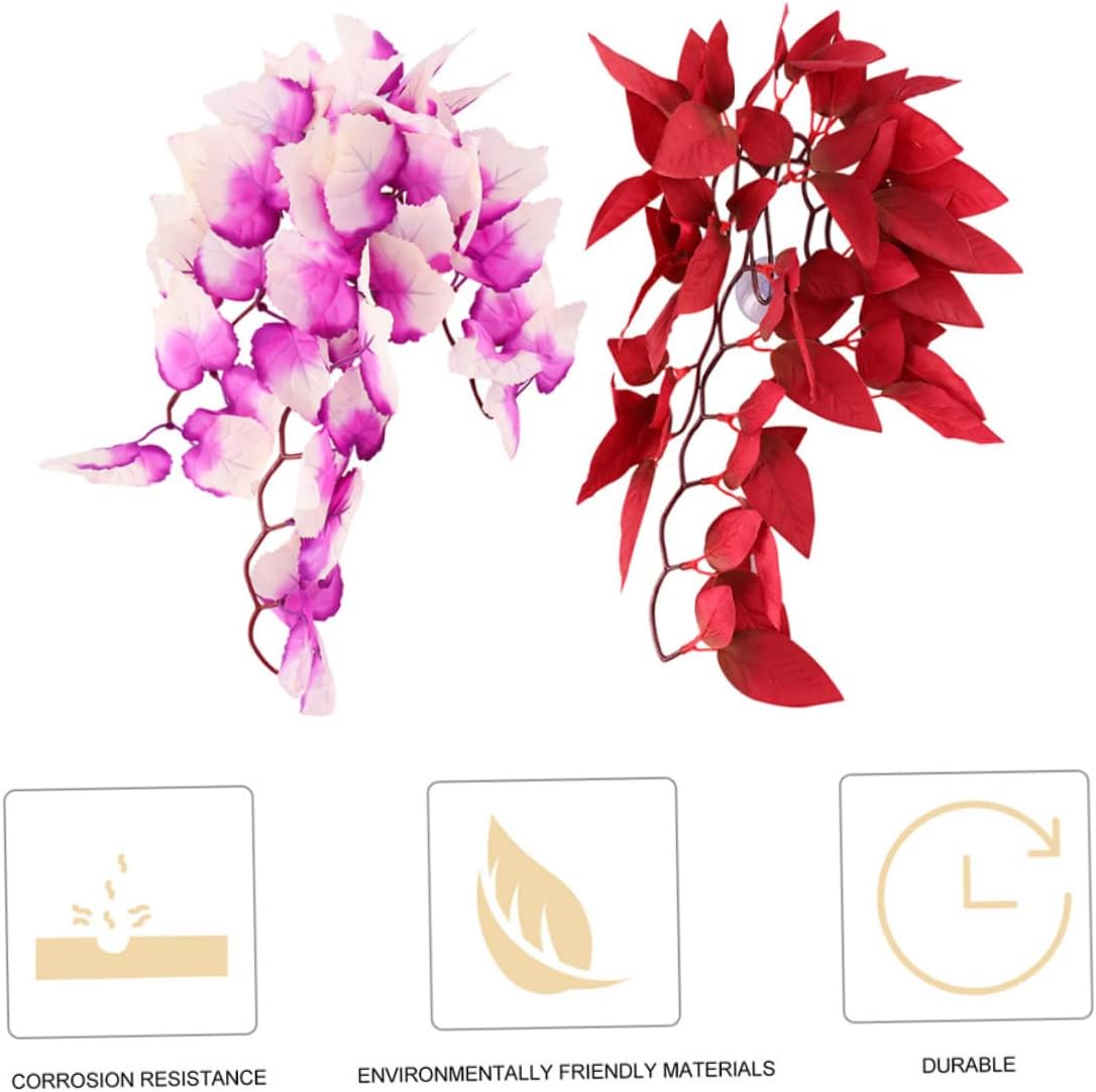 BESPORTBLE 8pcs Simulated Reptile Decor Delicate Hanging Fake Plants for Terrarium Aquarium Safe Faux Plant Decoration for Reptile Tanks Environment Enhancement