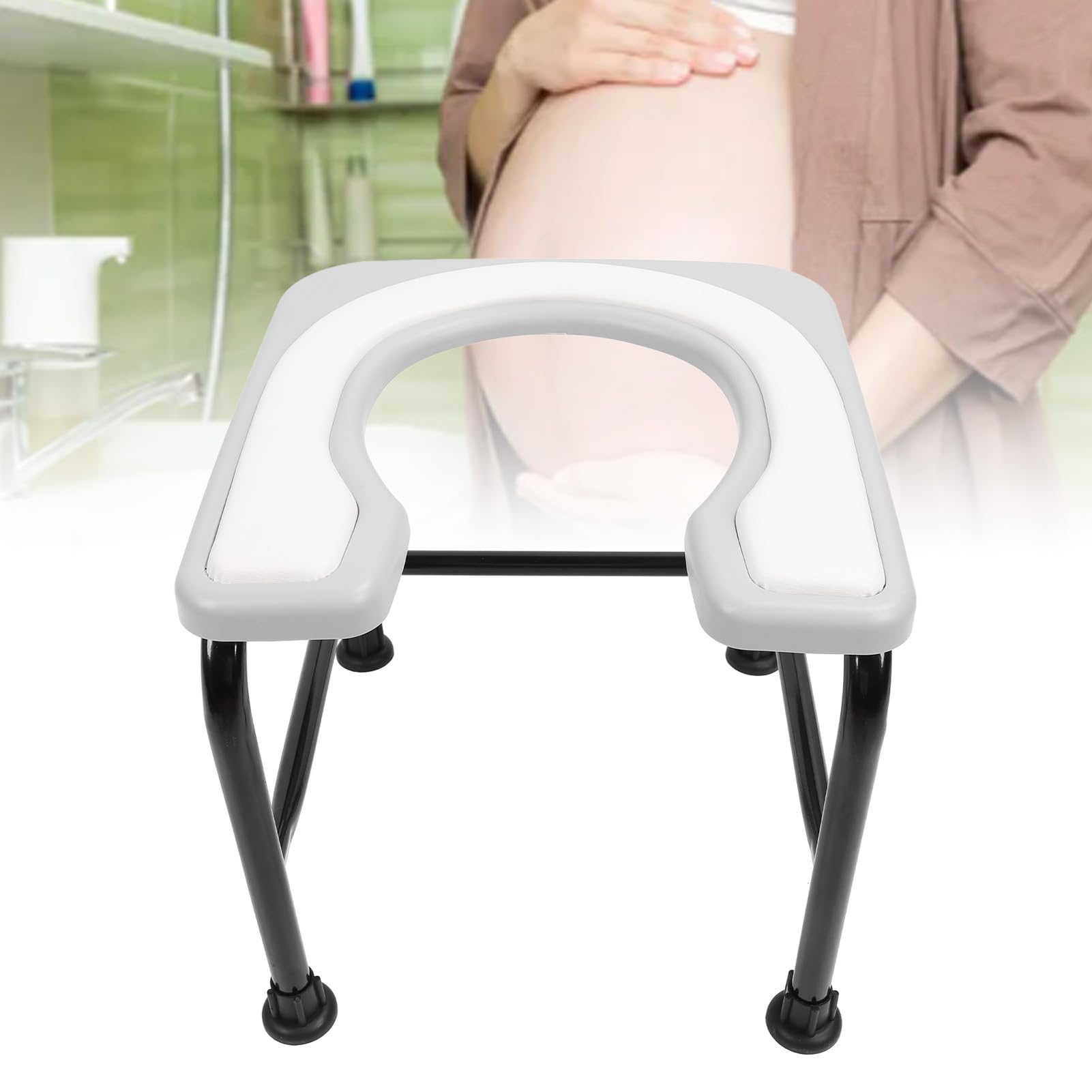 ViaGasaFamido Krzesło Commode Przenośna Siedzenie Toalety o Wysokości 12,99 Cala Plastikowy Stal Nierdzewna Stolca Toaletowa dla Starszych Seniorów w Ciąży (GREY)