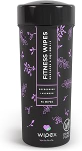 Wipex Natural Gym & Fitness Equipment Wipes for Personal Use 75 Count - Great for Yoga Pilates & Dance Studios Home Gym Peloton Bike Wipes Spas Salons (1 Canister Natural Lavender)