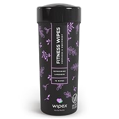 Wipex Yoga Mat Cleaner Fitness Wipes - Natural Lavender Vinegar Gym Equipment Cleaner - 75 Gym Wipes to