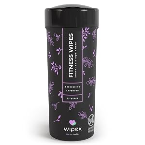 Wipex Yoga Mat Cleaner Fitness Wipes - Natural Lavender Vinegar Gym Equipment Cleaner - 75 Gym Wipes to