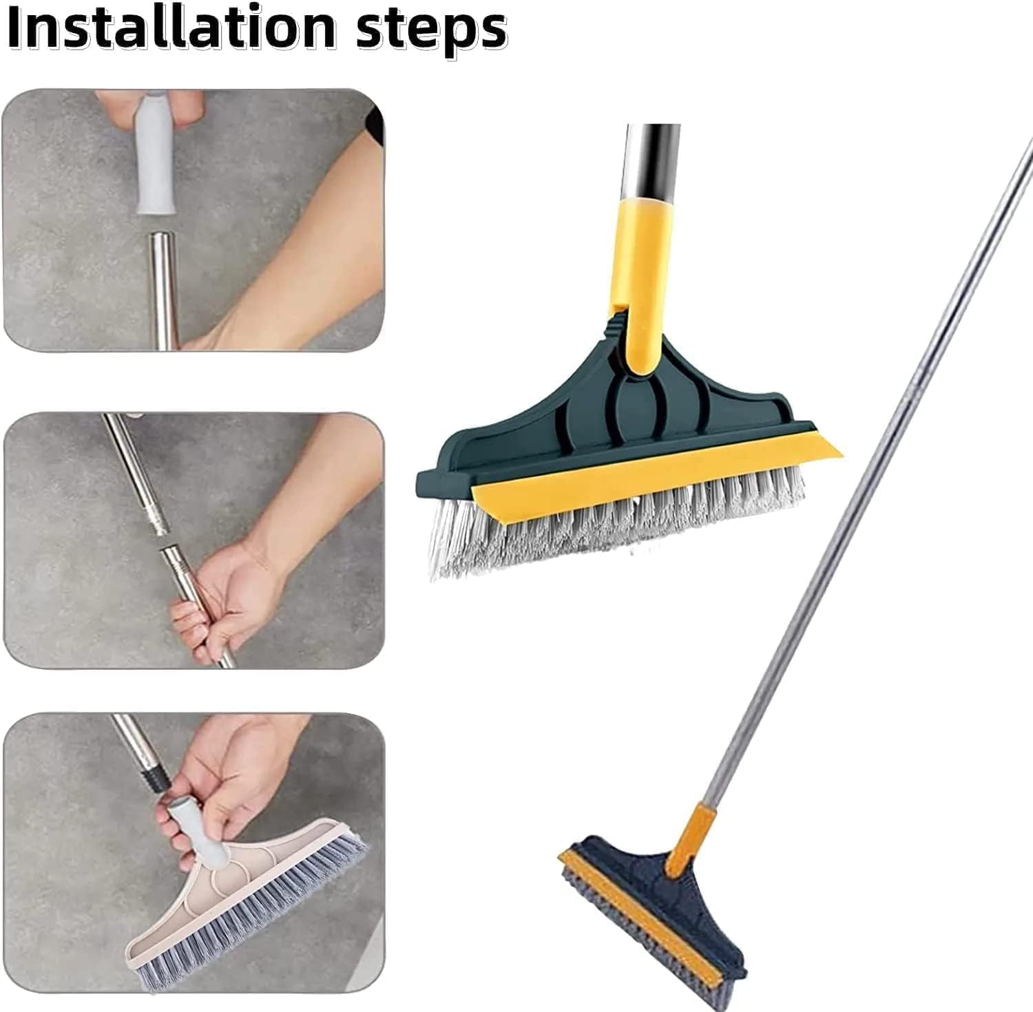 2-in-1 Bathroom Cleaning Brush with Wiper - Long Handle 180° Rotate Toilet Brush, Tiles Cleaning, Floor Scrub for Kitchen and Bathroom Accessories (2 in 1 Cleaning) - Image 8 thumbnail