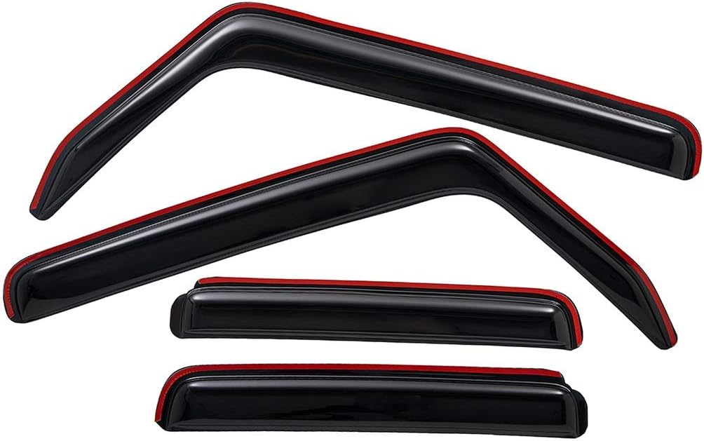 Lightronic Extra Durable Clip-on in-Channel Auto Vent Window Visors, Fits 2007-2017 Jeep Wrangler & 2018 Wrangler JK, Unlimited 4-Door, UV-Protect Rain Guards, Original Wind Deflectors, Smoke, 4-Pcs
