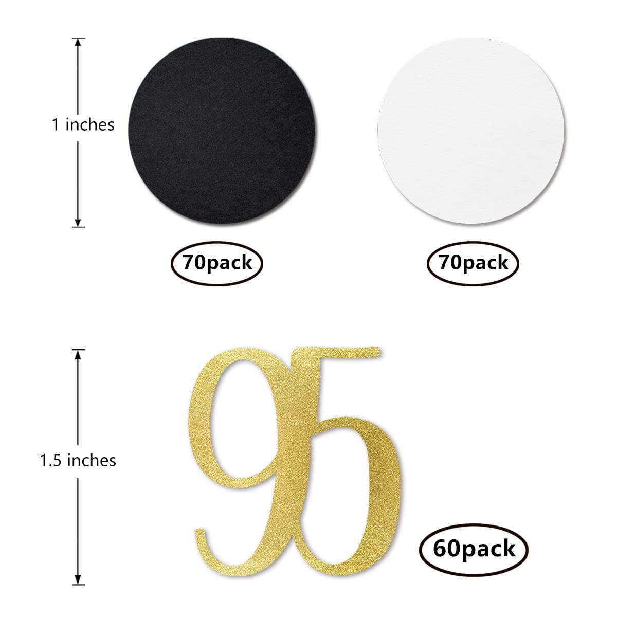 Gold Glitter 95 Konfetti, 95. Geburtstag, Zahlenkonfetti, 200 Stück, Jubiläumsparty, Tischdekoration
