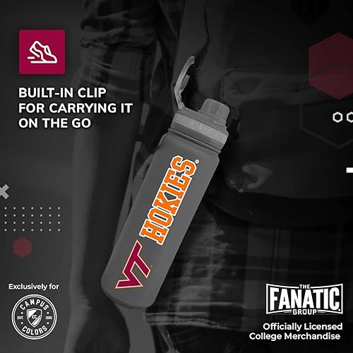 Vista 186 de Campus Colors Botella de agua de acero inoxidable de la NCAA, tapa giratoria, 24 onzas, clip de transporte, mantiene tus bebidas calientes o frías