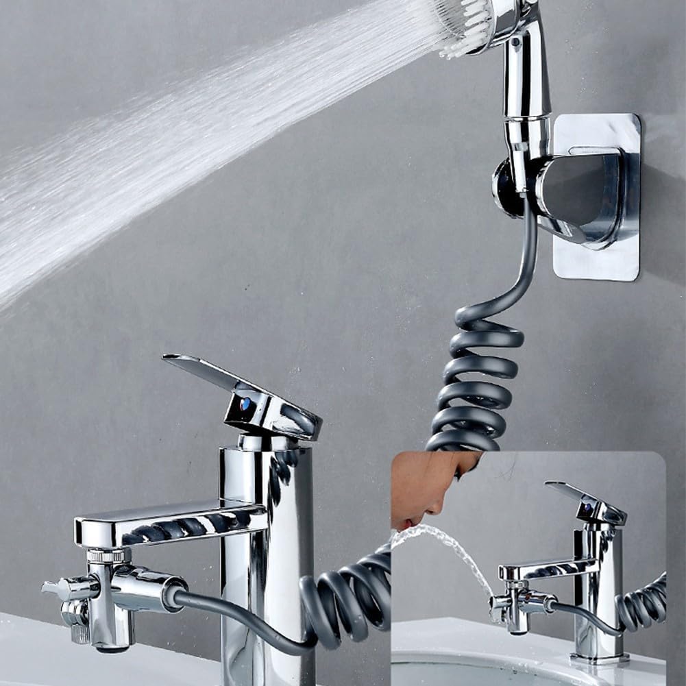 1x Angle Valve Bathroom Basin Faucet Extender Handheld Spray Kit
