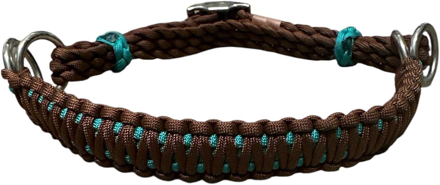 Side Pull Hackamore bitless Bridle Attachment Chocolate Brown Over Green Turquoise