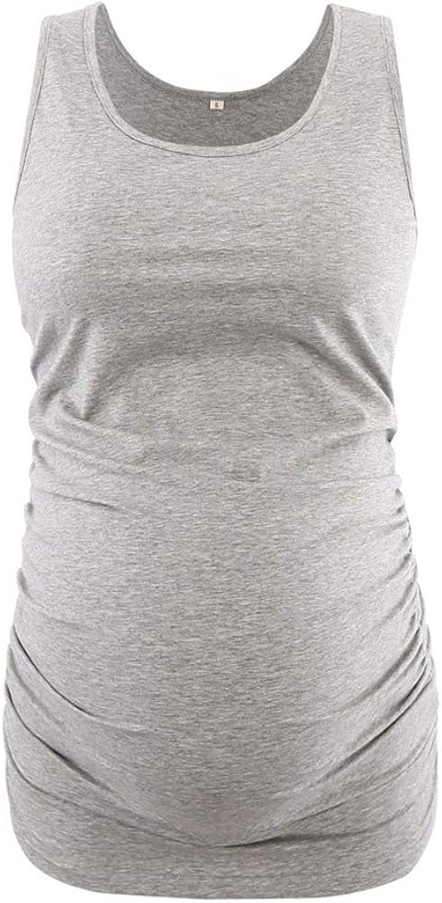 Liu & Qu Maternity Basic Tank Top Mama Clothes Sleeveless Women's Solid Side Ruching Vest