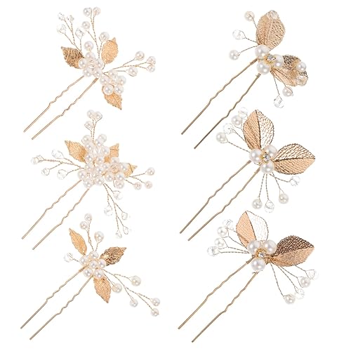6pcs Pearl Hair Pins Rhinestone Accents for Brides Elegant Wedding