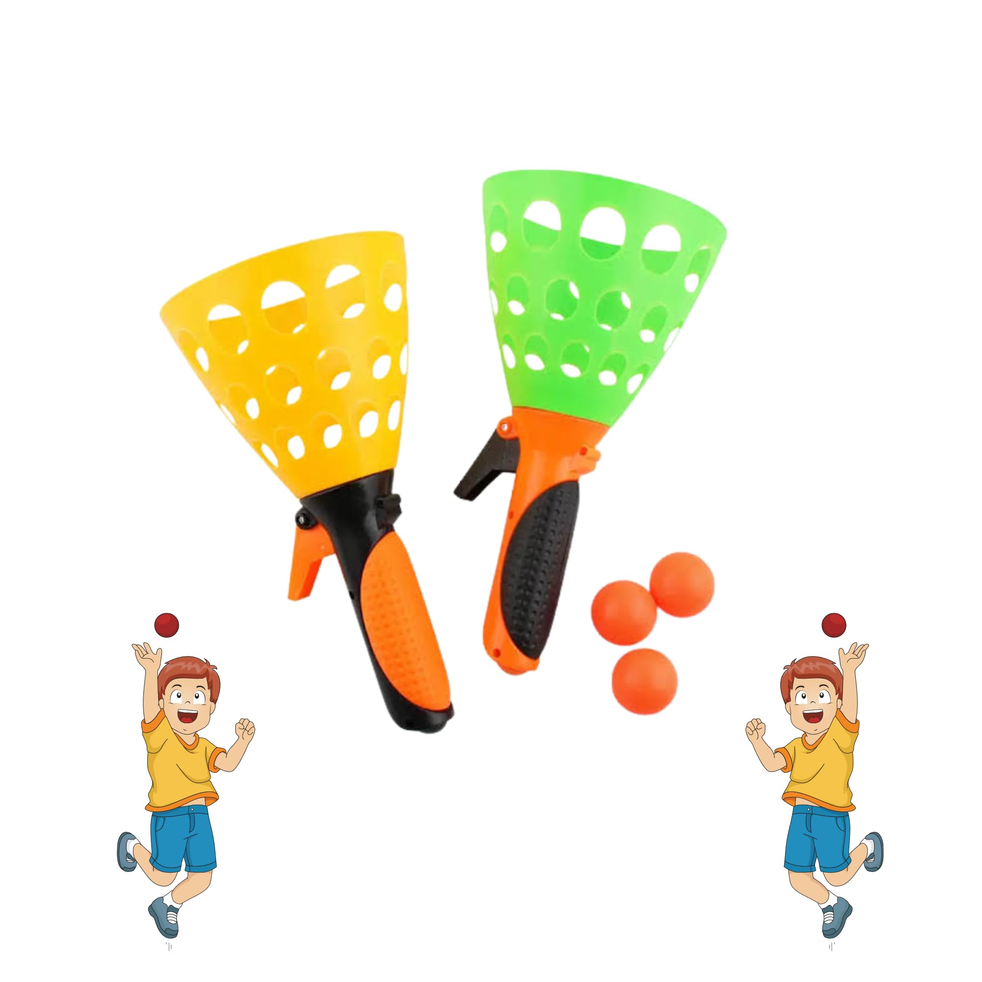 Kids Click and Catch Twin Ball Launcher Game with 3 Balls, Indoor Outdoor Toy Set, Catching Ball Toy for Boys & Girls, Multicolour (B0DC3V1SWN) Amazon Price History, Amazon Price Tracker