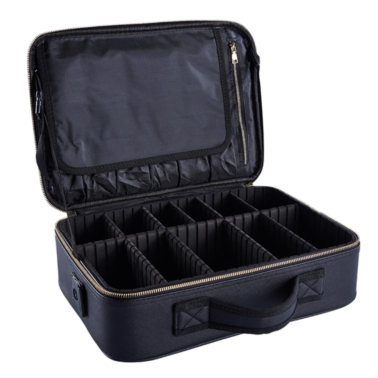 VICASKY Borsa per Trucco Piccola Oxford Resistente Custodia Cosmetici Scomparti Borsa da Viaggio Portatile per Donna Agganciabile a Trolley per Lavoro e Hotel 34X24X11 CM