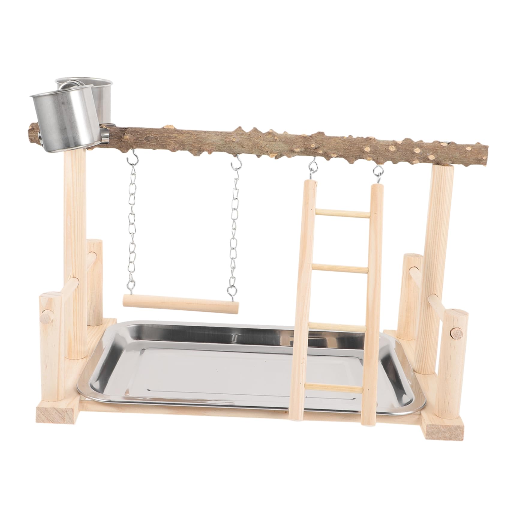 Kisangel Soporte para Loros de Madera Natural, Percha de Entrenamiento para Pájaros, Fomenta el Ejercicio y Alimentación, Adecuado para Aves Domésticas
