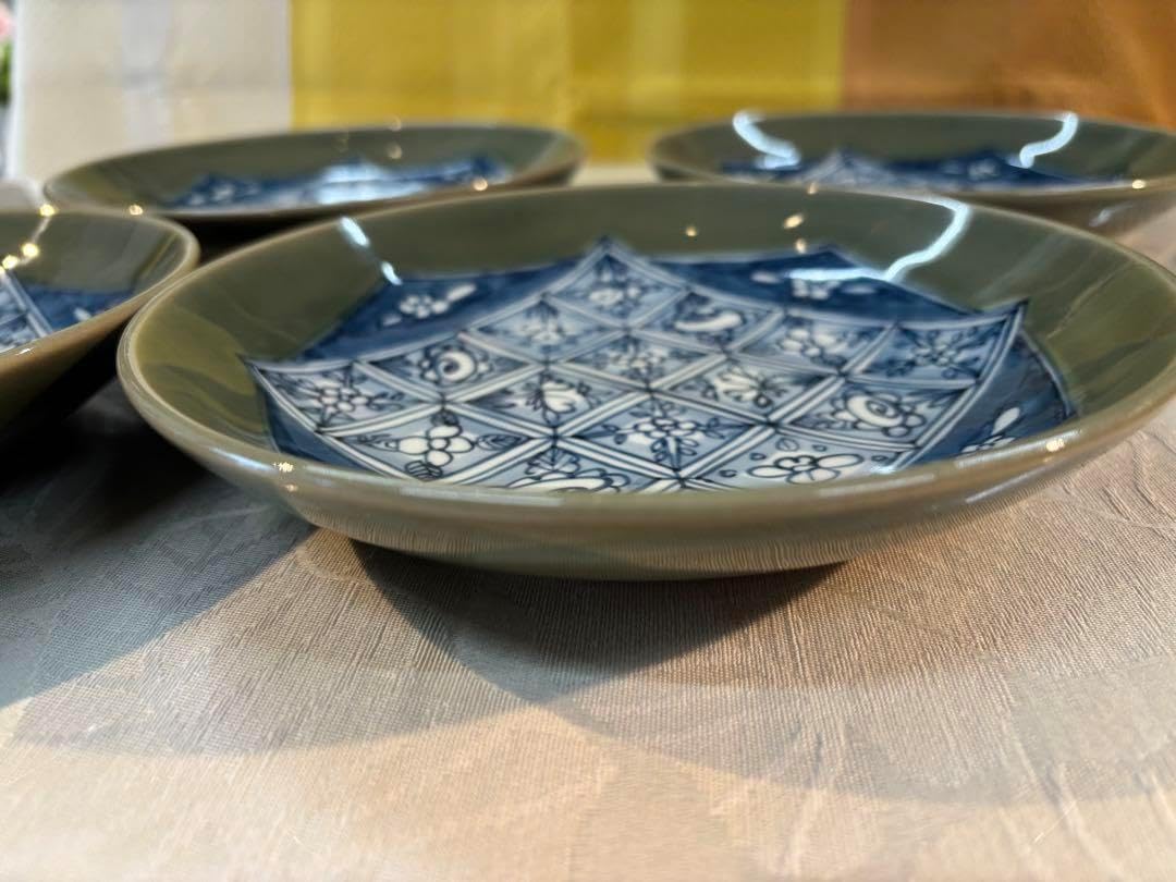 三洋陶器 龍峰窯 ネジリ祥瑞 回転オードブル皿 盛皿 染付 古伊万里