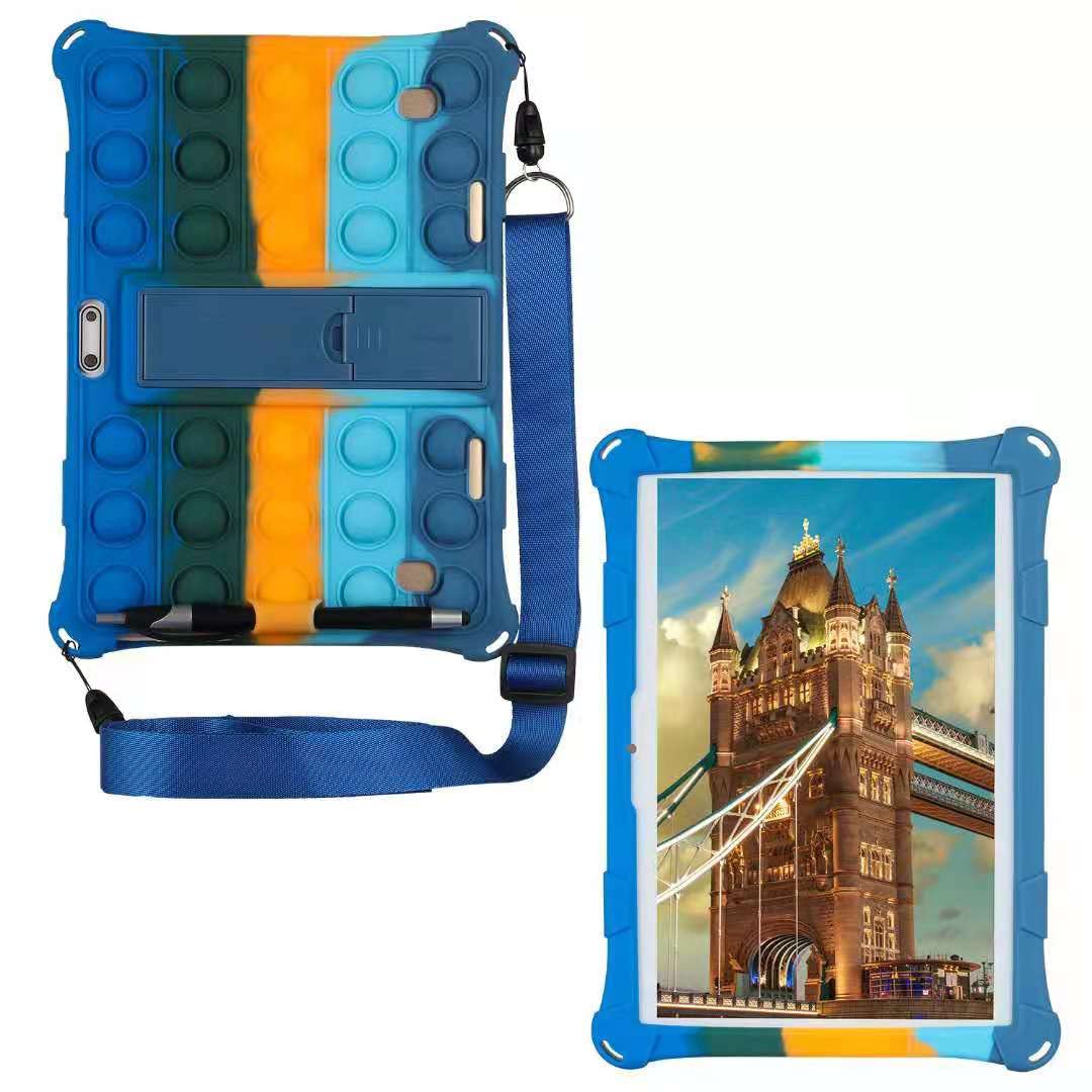 Funda de tableta para Lenovo /Huawei Universal de 10.1 pulgadas, funda de silicona suave anti-estrés con soporte para bolígrafo para Lenovo /Huawei Pop ansiedad Alivio Fidgets (azul colorido)